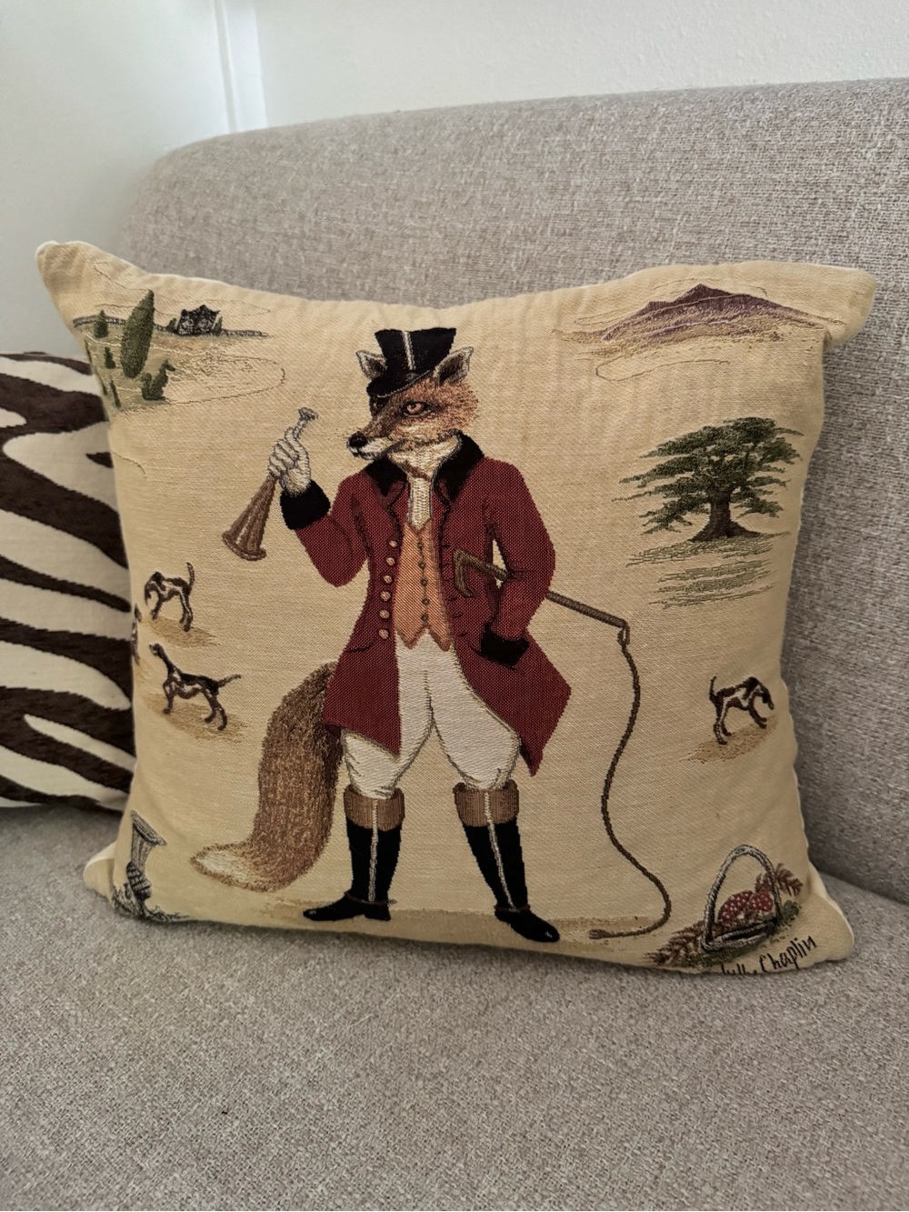 Scully & Scully Tapestry Fox Throw Pillow